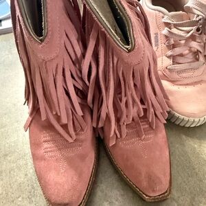 Ariat Pink Fringe Suede Boots